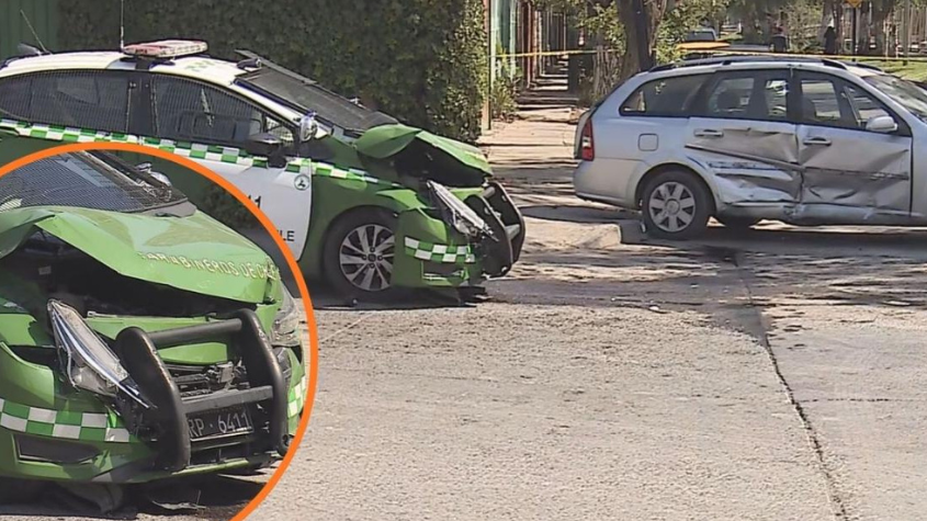 Dos carabineros heridos tras persecución y colisión con vehículo robado en Renca