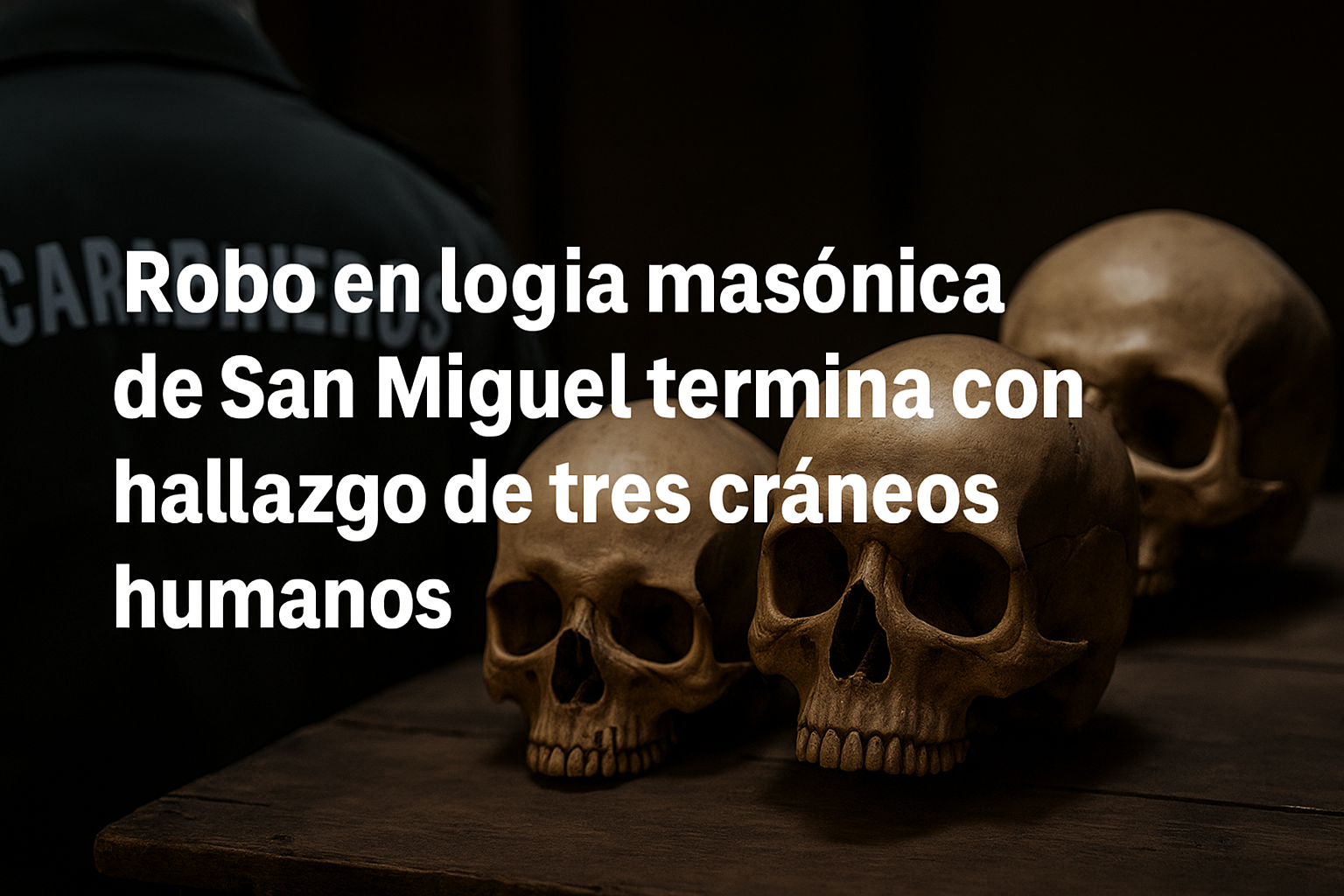 Robo en logia masónica de San Miguel termina con hallazgo de tres cráneos humanos usados en ceremonias filosóficas de reflexión sobre la vida.